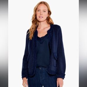 Nic + Zoe knit trimmings jacket navy size XS in excellent like-new condition